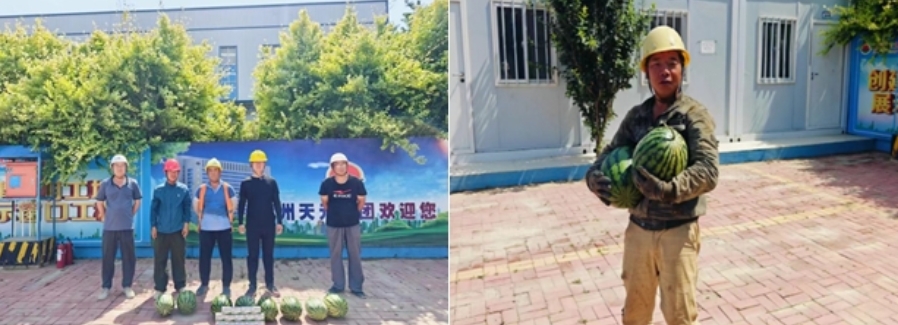 力能項目部為一線(xiàn)工人發(fā)放降暑物品